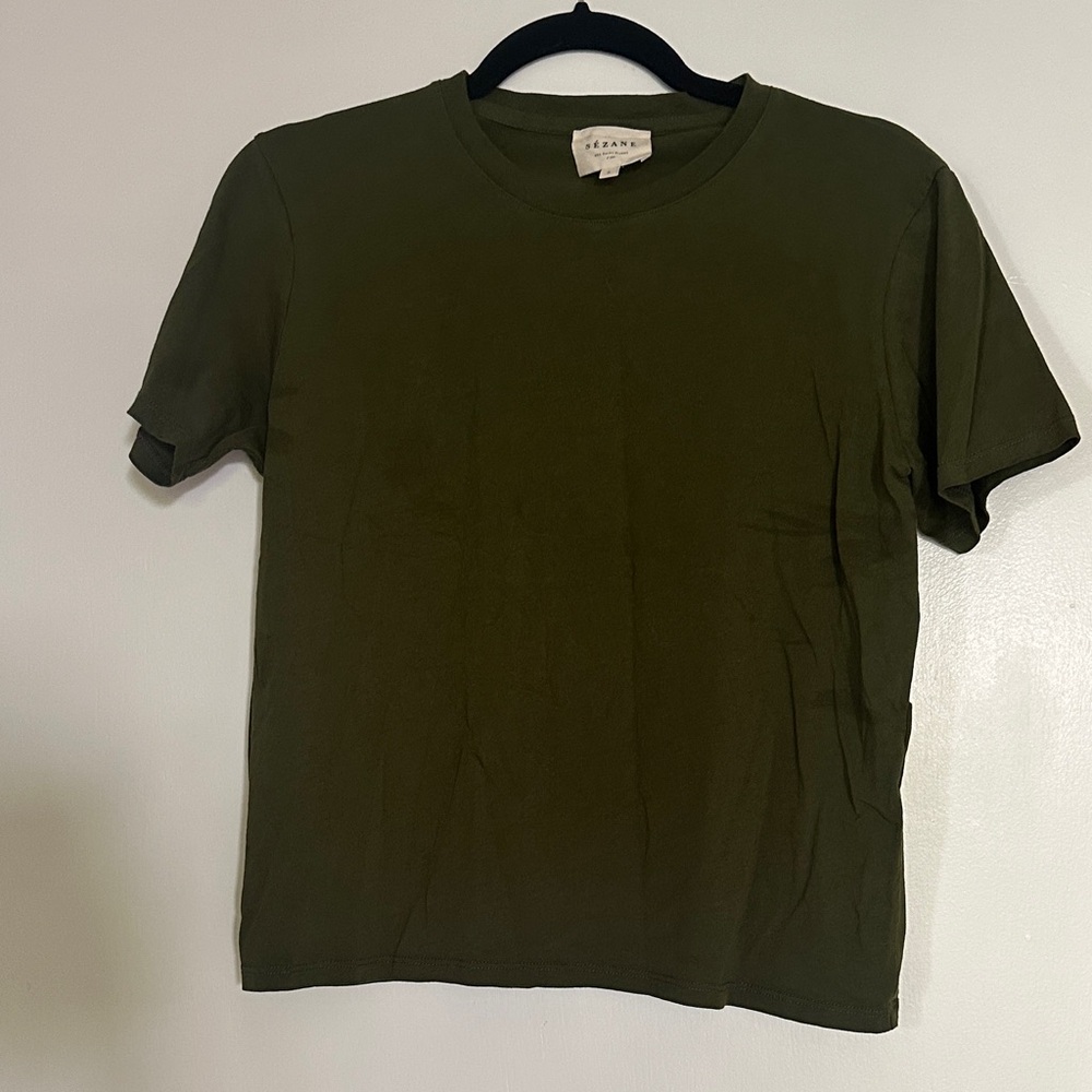 Sezane Conrad Tee Olive Green Short Sleeve Tee, NWOT